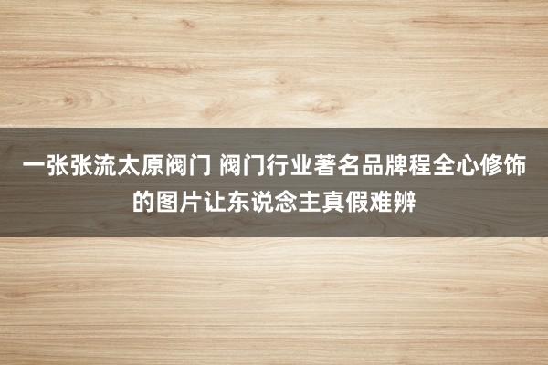 一张张流太原阀门 阀门行业著名品牌程全心修饰的图片让东说念主真假难辨